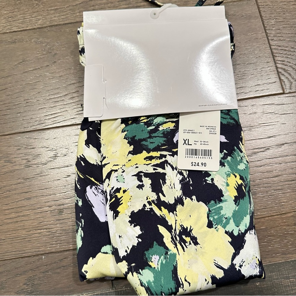 Uniqlo Satin Drape Jogger Trouser Floral Print Women's Pants Size XL - Picture 8 of 8